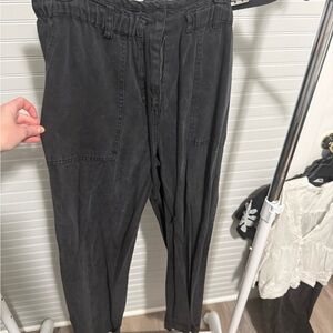 Olivaceous Black Wide Leg Pants With Draw String